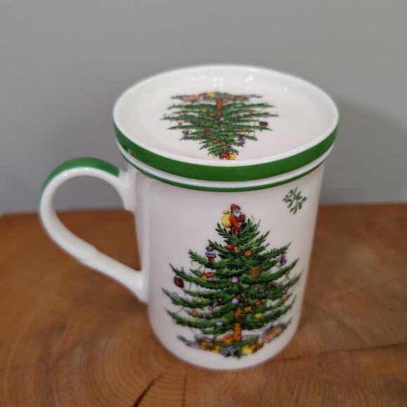 Spode Christmas Tree Mug & Coaster Set Festive Holiday Gift Decoration Cocoa Tea - Picture 3 of 7
